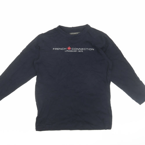 French Connection Boys Blue Long Sleeve Logo T-Shirt, 11-12 Years