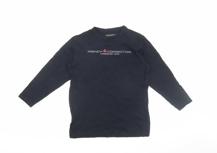 French Connection Boys Blue Long Sleeve Logo T-Shirt, 11-12 Years