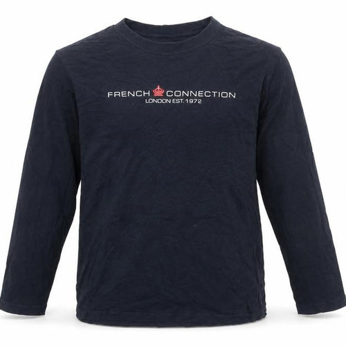 French Connection Boys Blue Long Sleeve Logo T-Shirt, 11-12 Years
