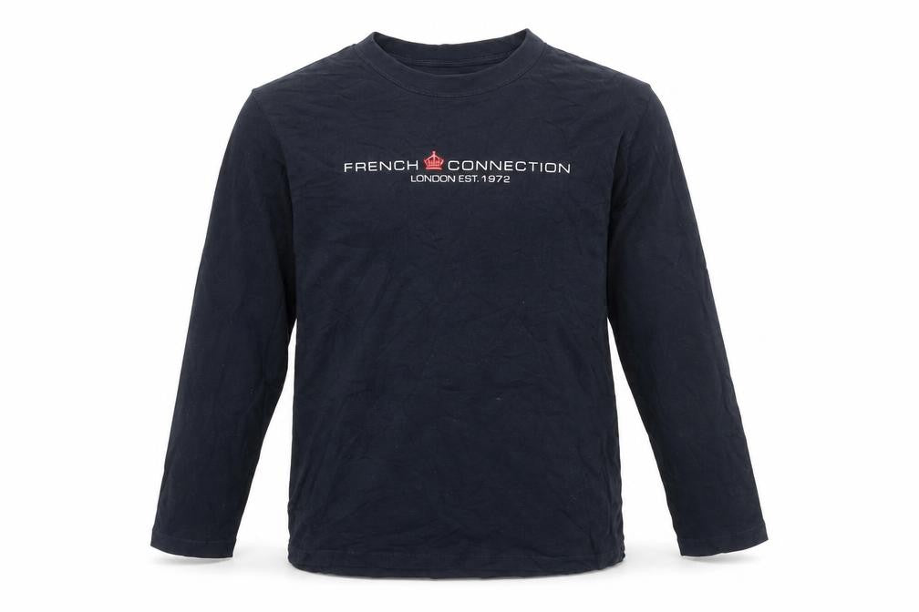 French Connection Boys Blue Long Sleeve Logo T-Shirt, 11-12 Years