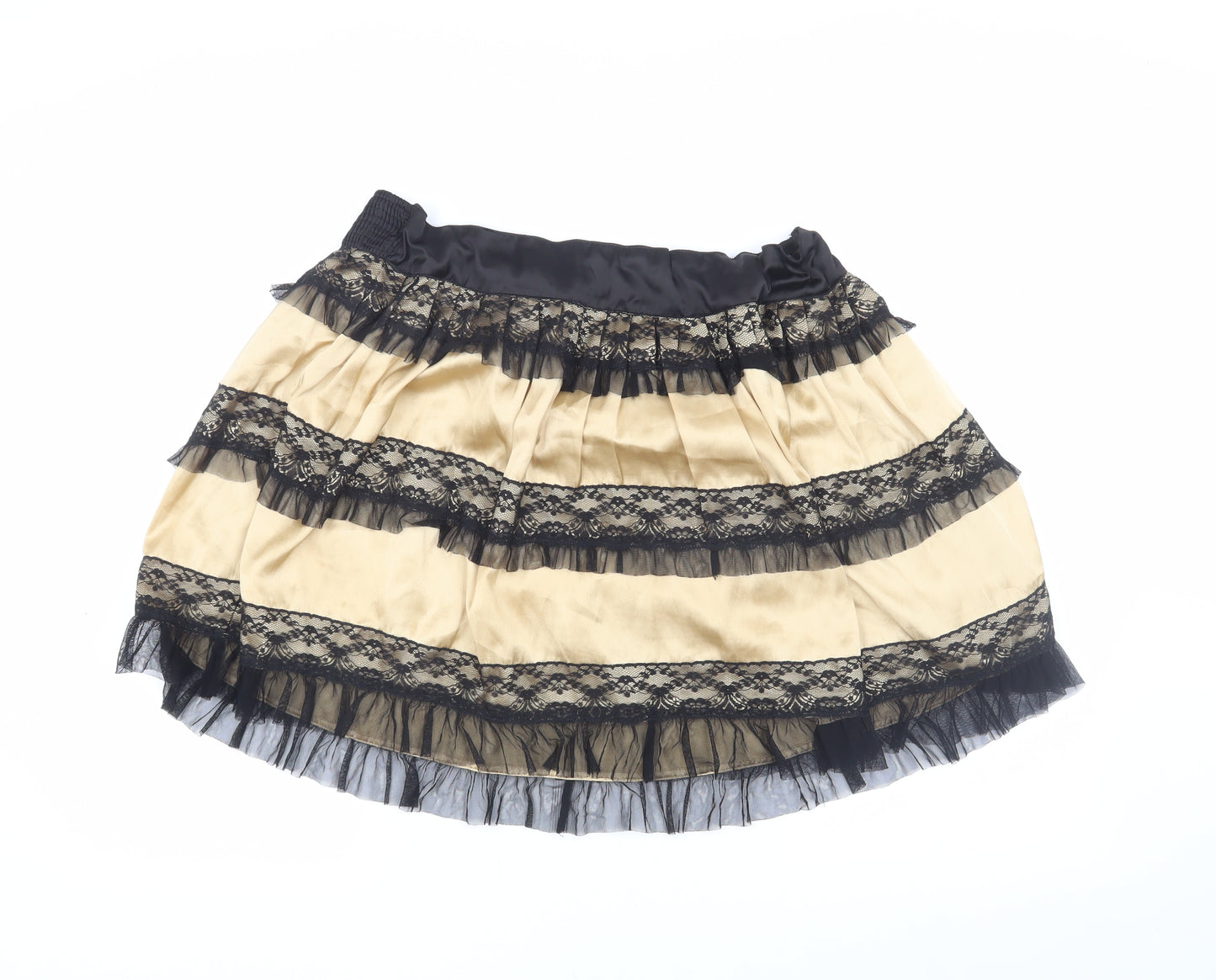 Vero Moda Women's Beige Black Mini Lace Skirt XL