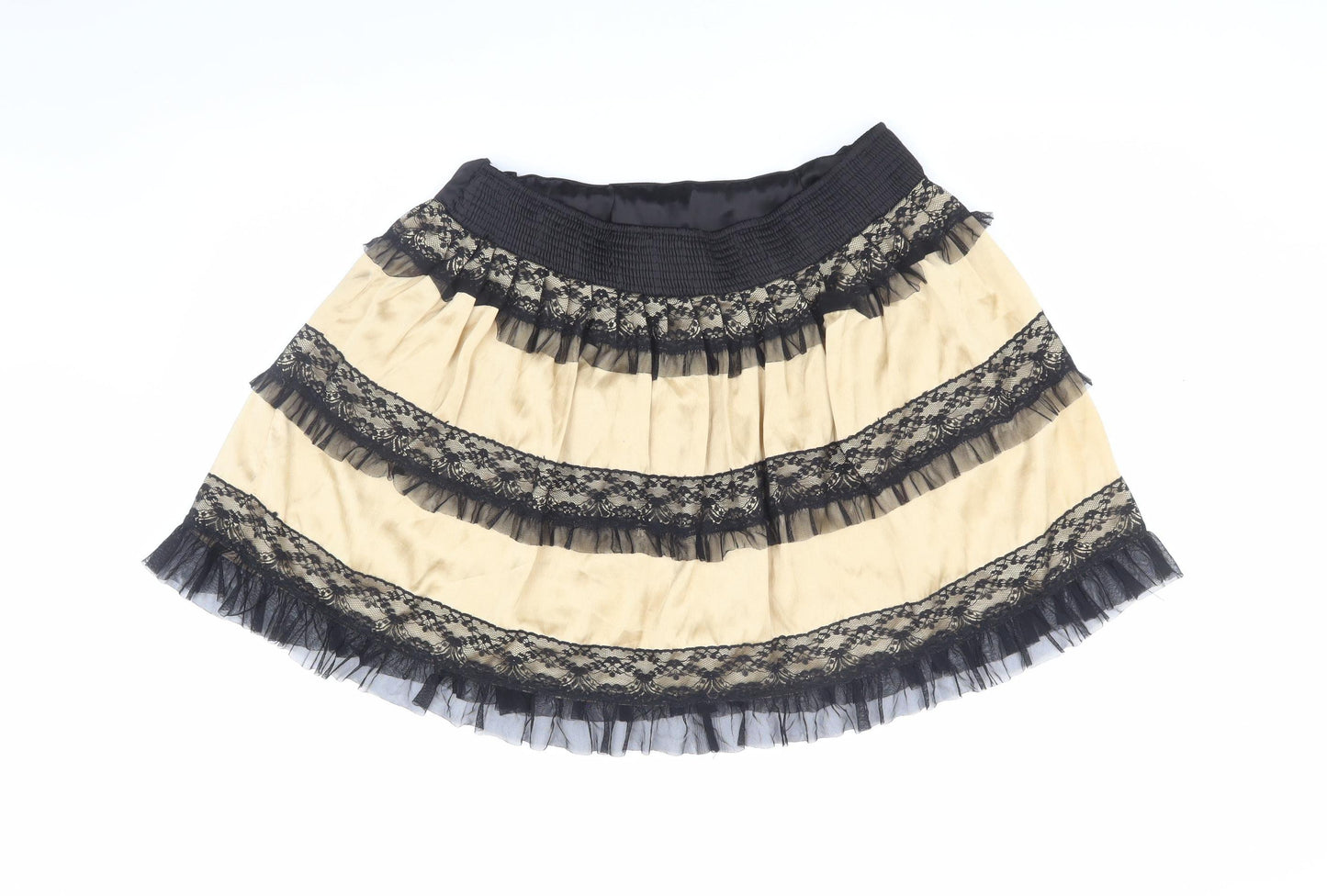 Vero Moda Women's Beige Black Mini Lace Skirt XL