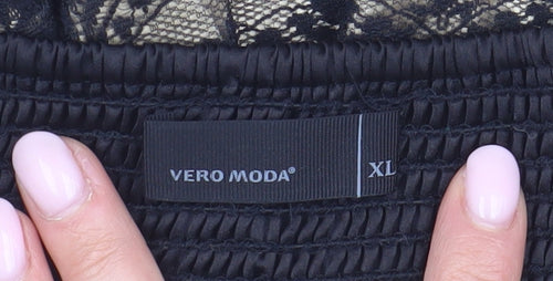 Vero Moda Women's Beige Black Mini Lace Skirt XL