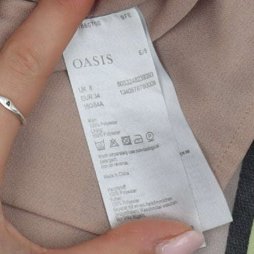 Oasis Women's Beige Chevron Slip Dress Size 8