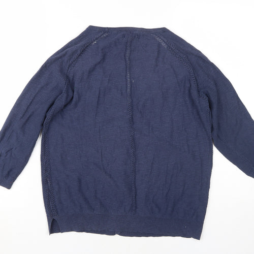 Fat Face Women's Blue V-Neck Cardigan, Size 12, Button Accent