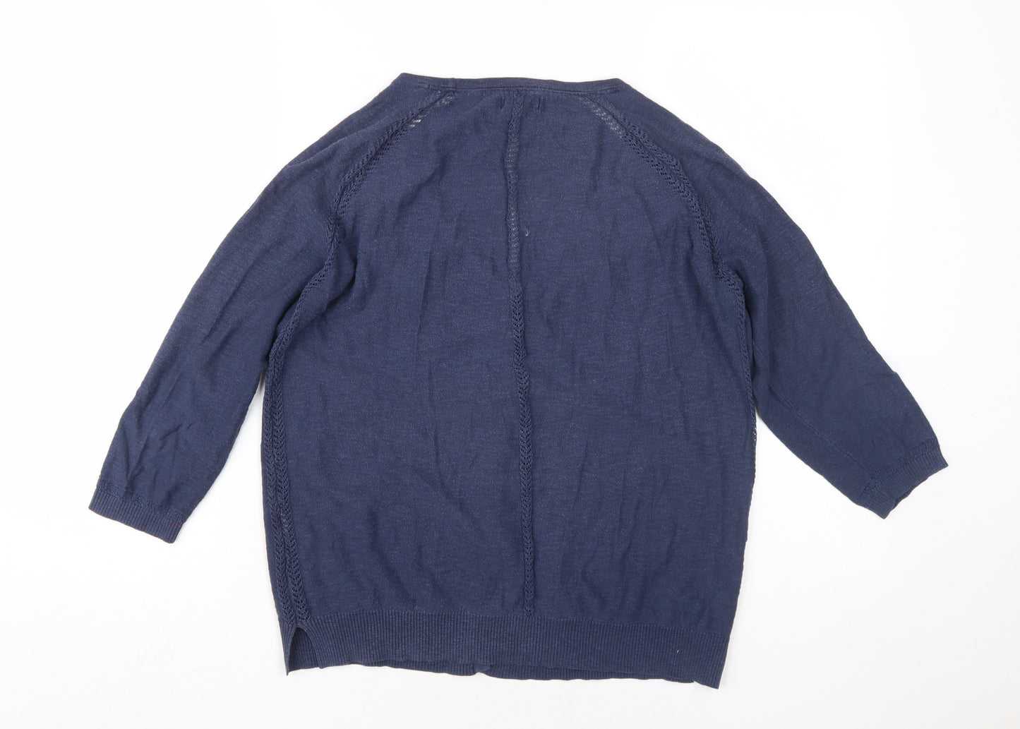 Fat Face Women's Blue V-Neck Cardigan, Size 12, Button Accent