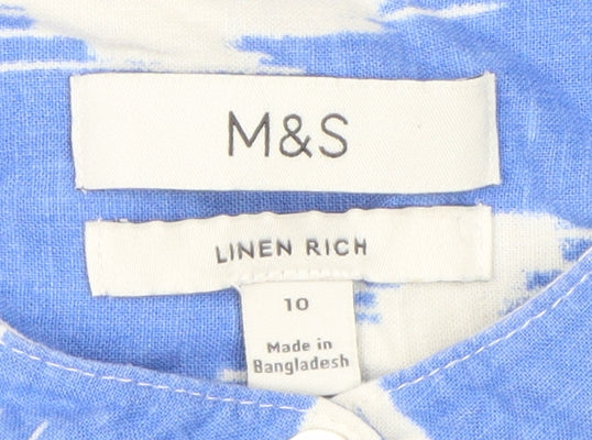 Marks and Spencer Women's Blue Floral Button-Up