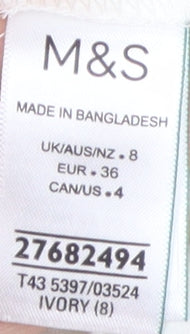 Marks and Spencer Women's Ivory Button-Up Shirt, Size 8, Regular Fit