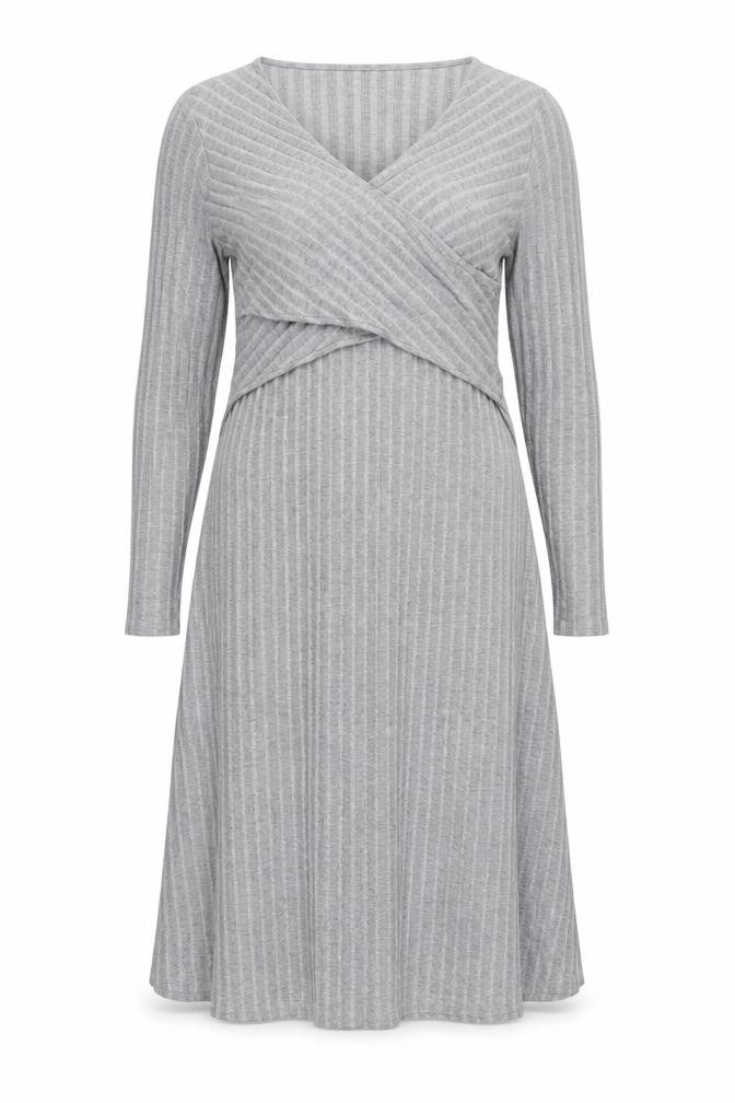 Front view of Marks & Spencer Women's Grey A-Line Dress, size 14