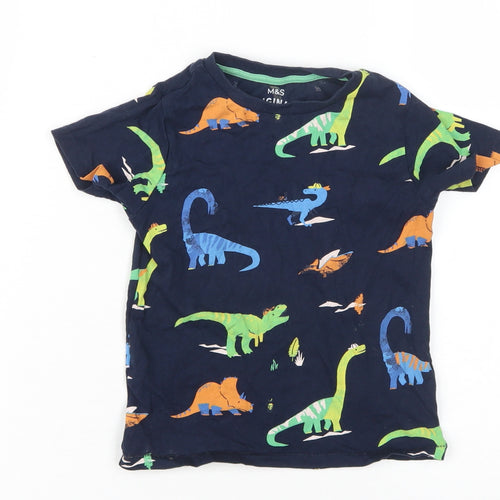 Marks and Spencer Boys' Blue Dinosaur T-Shirt 2-3 Years