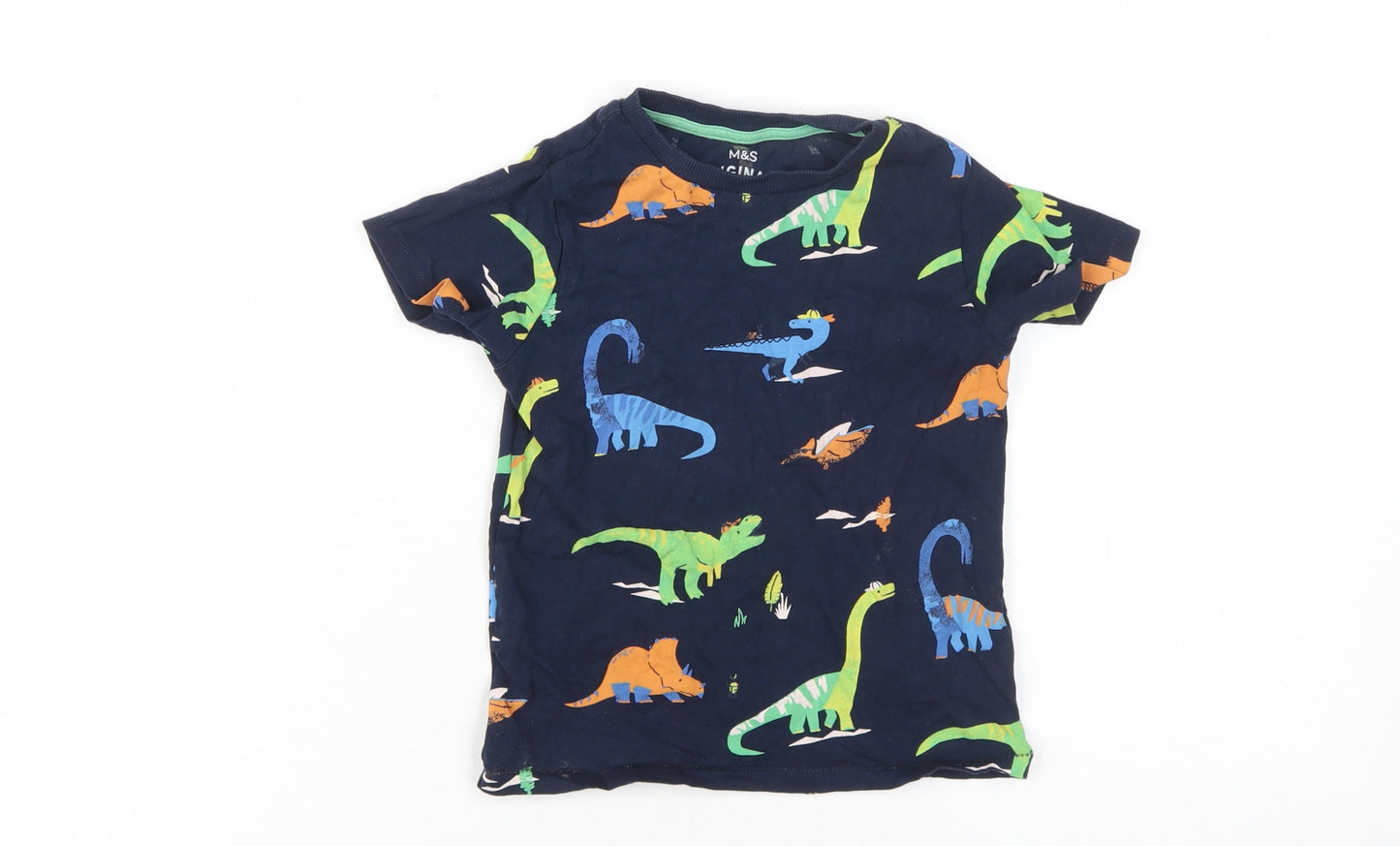 Marks and Spencer Boys' Blue Dinosaur T-Shirt 2-3 Years
