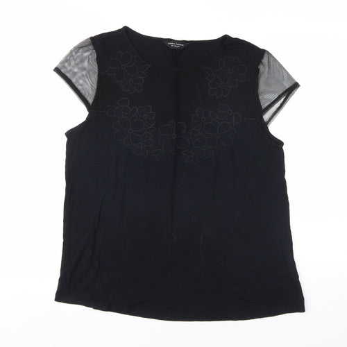 Dorothy Perkins Women's Black Blouse Size 16 Embroidered Casual