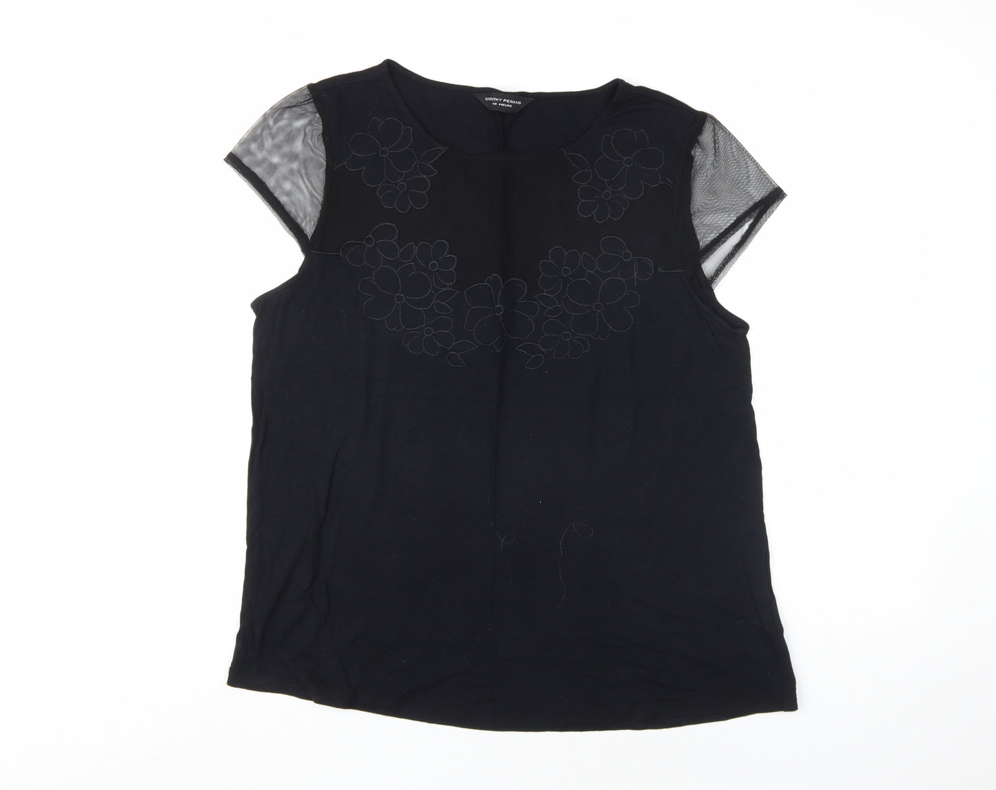 Dorothy Perkins Women's Black Blouse Size 16 Embroidered Casual