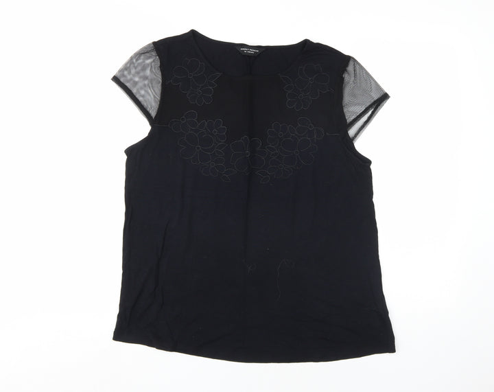 Dorothy Perkins Women's Black Blouse Size 16 Embroidered Casual