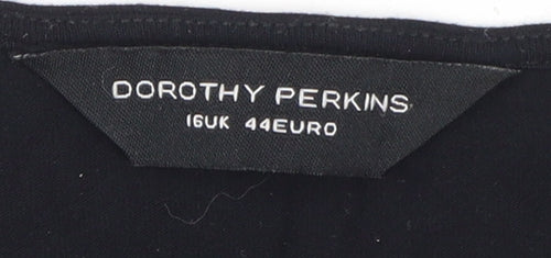 Dorothy Perkins Women's Black Blouse Size 16 Embroidered Casual