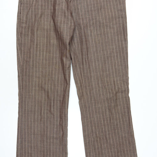 Next Women's Brown Striped Straight Trousers 4XL
