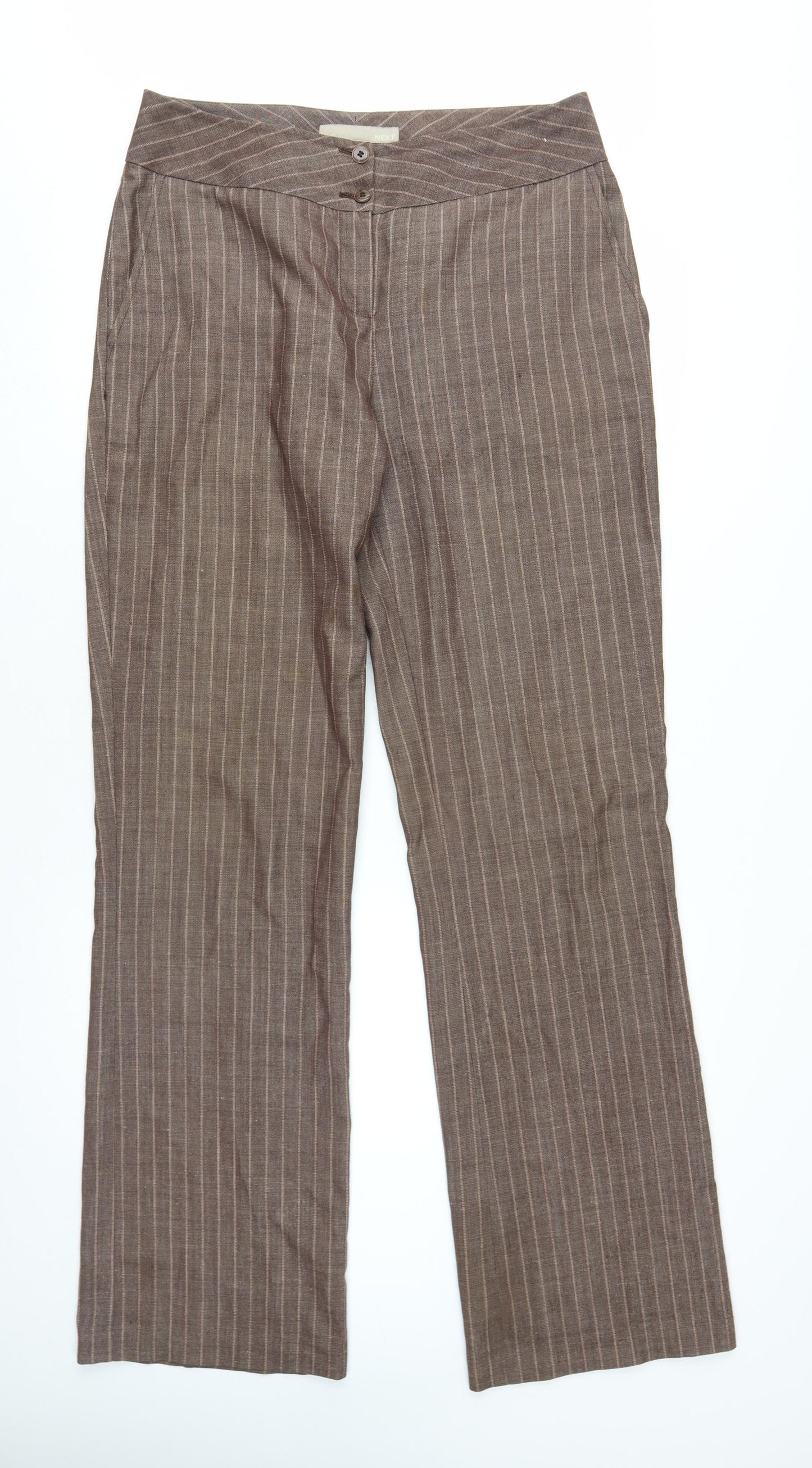 Next Women's Brown Striped Straight Trousers 4XL