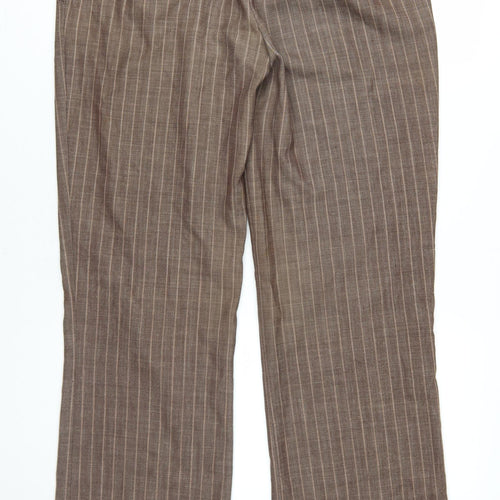 Next Women's Brown Striped Straight Trousers 4XL