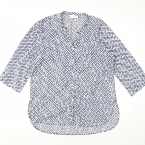 Adini Women's Blue Button-Up Shirt - Geometric, M