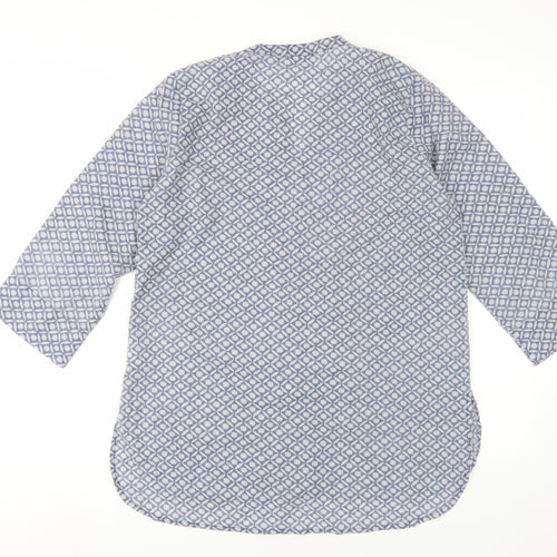 Adini Women's Blue Button-Up Shirt - Geometric, M