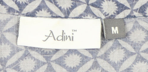 Adini Women's Blue Button-Up Shirt - Geometric, M