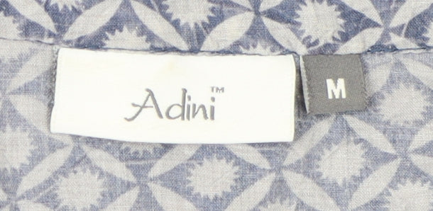 Adini Women's Blue Button-Up Shirt - Geometric, M