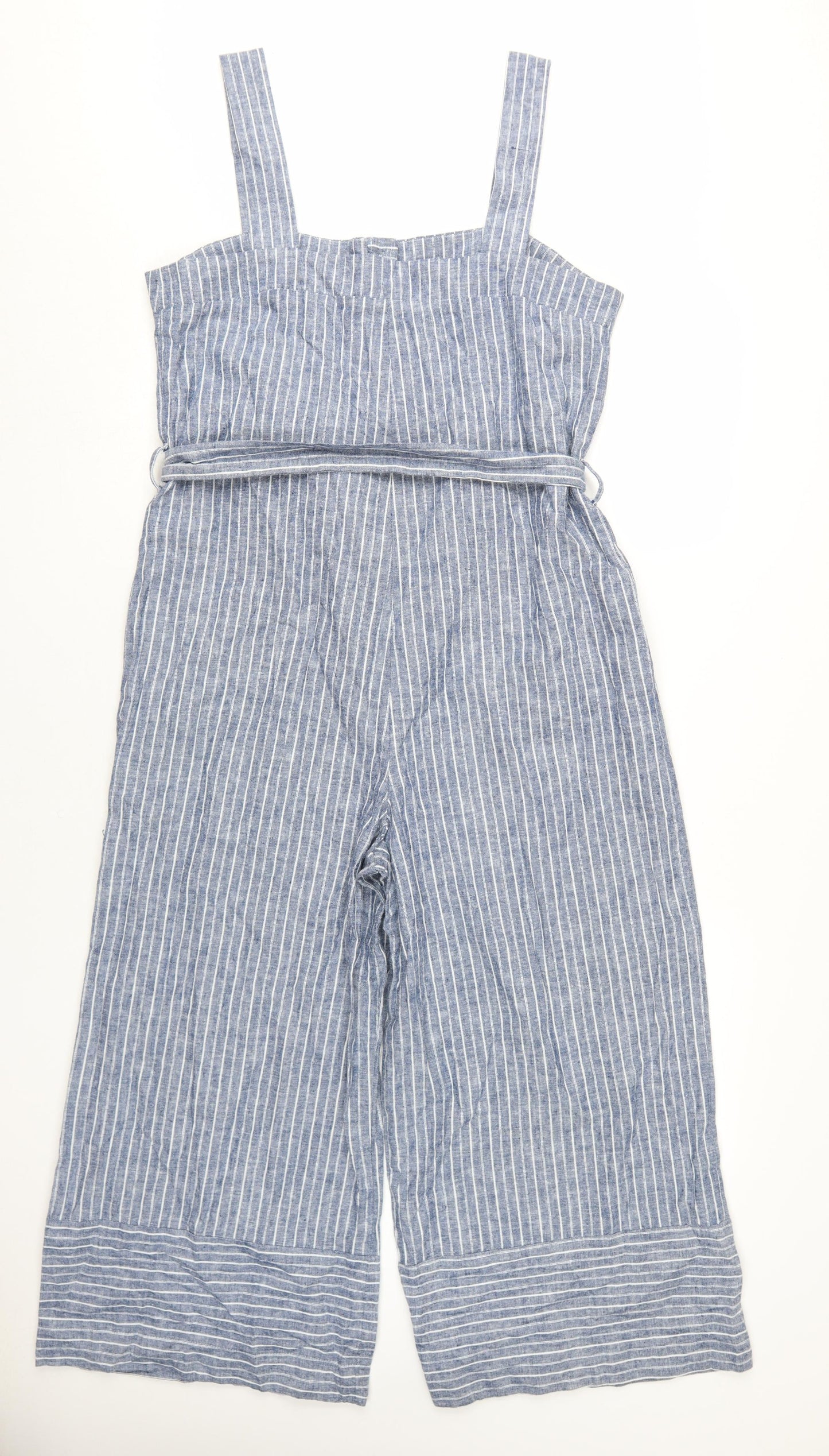 Warehouse Women's Blue Striped Jumpsuit Size 14