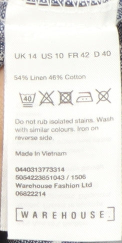 Warehouse Women's Blue Striped Jumpsuit Size 14