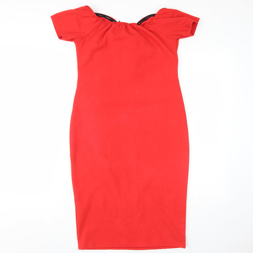 New Look Women's Red Bodycon Dress Size 14