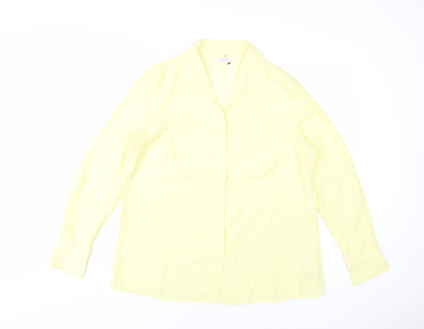 Marks & Spencer Women's Yellow Button-Up Shirt Size 16