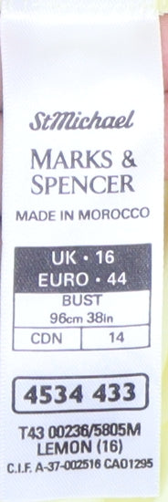 Marks & Spencer Women's Yellow Button-Up Shirt Size 16