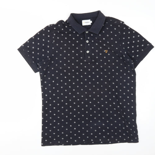 Farah Men's Black L Polo Shirt, Cotton, Short Sleeve
