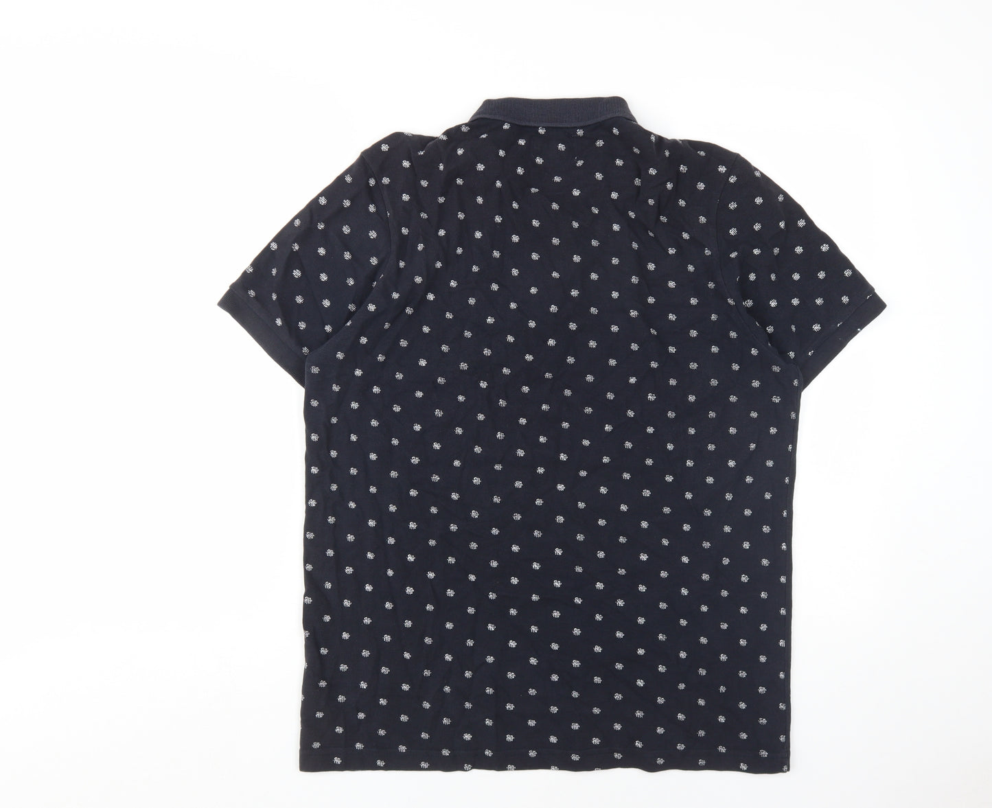 Farah Men's Black L Polo Shirt, Cotton, Short Sleeve
