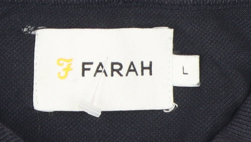 Farah Men's Black L Polo Shirt, Cotton, Short Sleeve