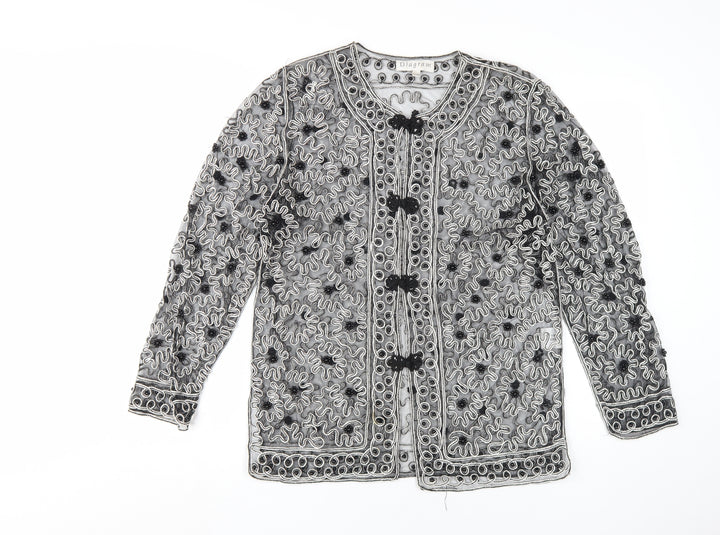 Diagram Women's Black Embroidered Jacket, S/M, Party