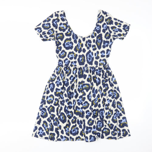 ASOS Women's Blue Animal Print Skater Dress Size 8