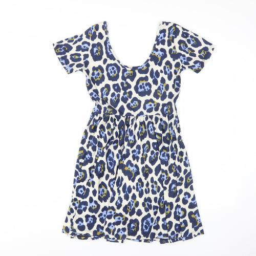 ASOS Women's Blue Animal Print Skater Dress Size 8