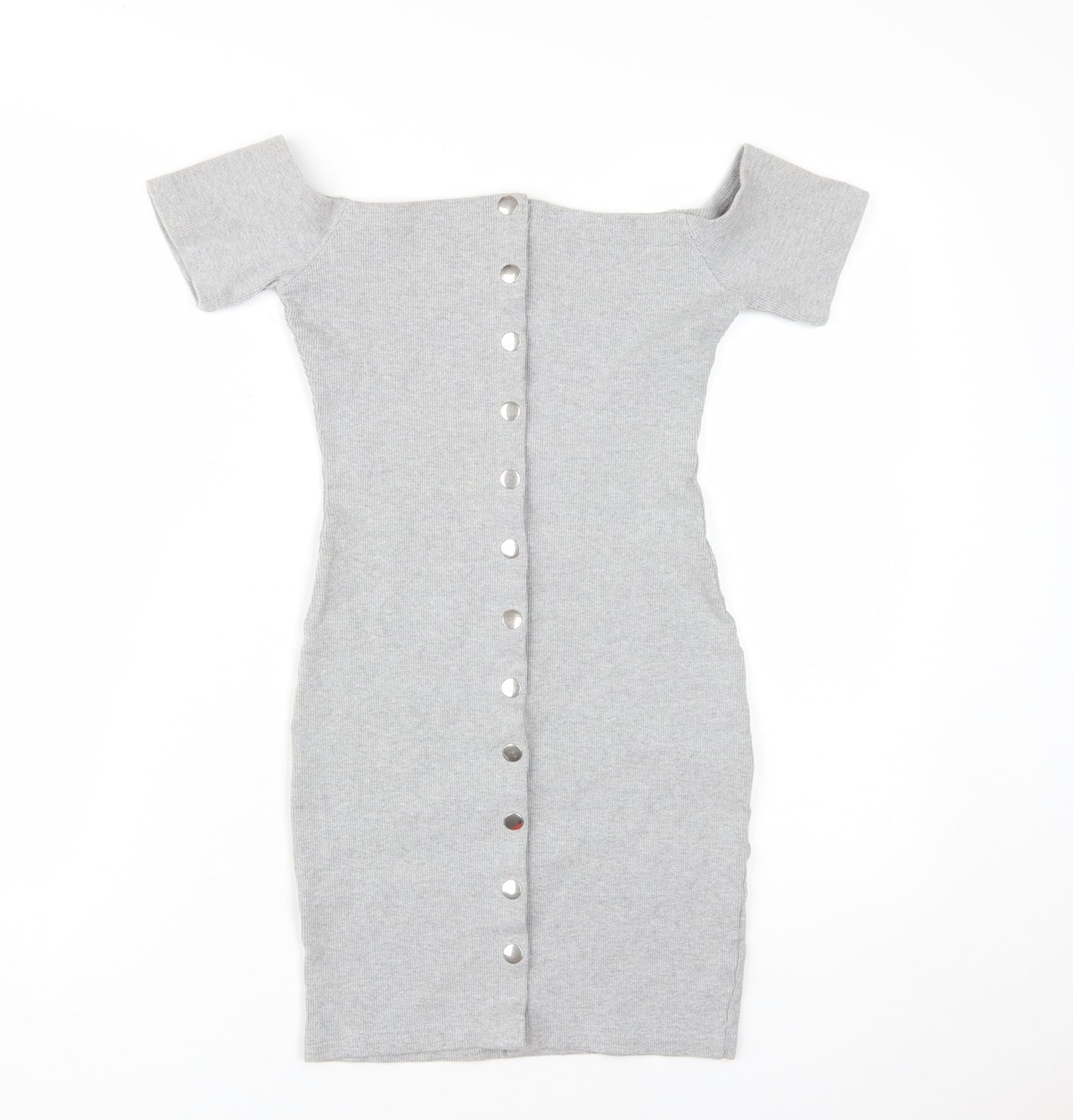 Missguided Grey Off-Shoulder Bodycon Dress UK 8