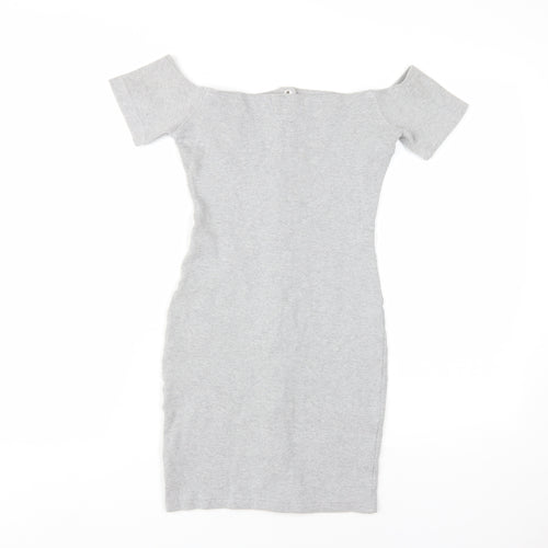 Missguided Grey Off-Shoulder Bodycon Dress UK 8