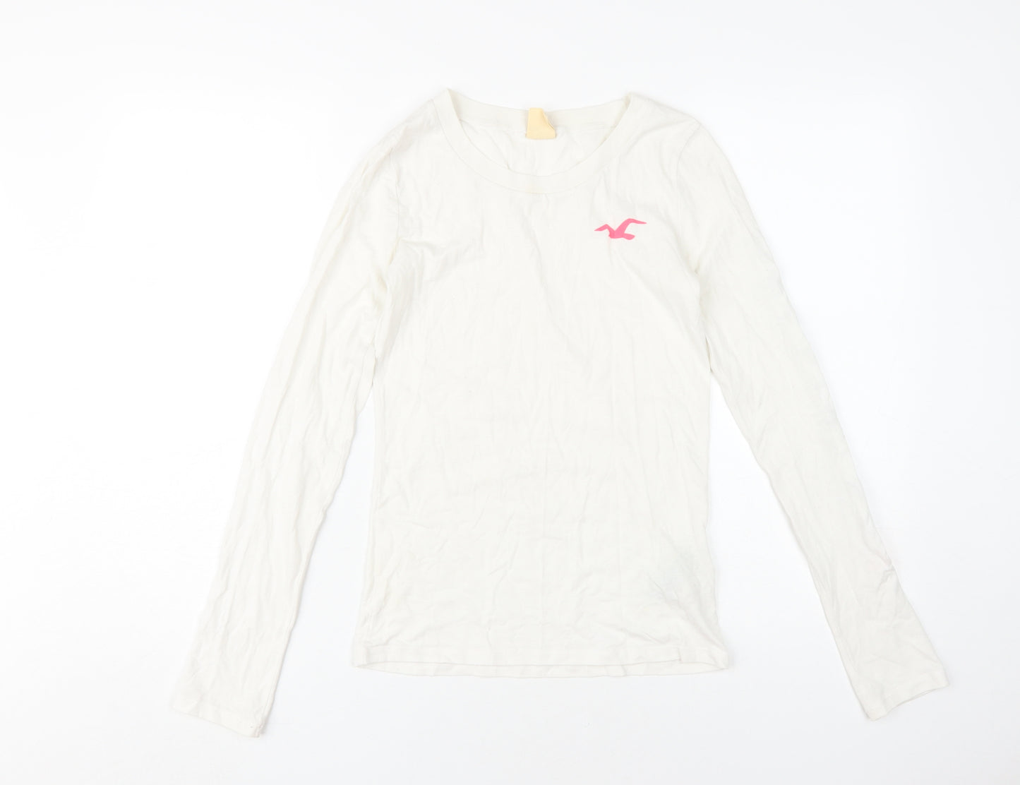 Hollister Men's White Long Sleeve Logo T-Shirt S
