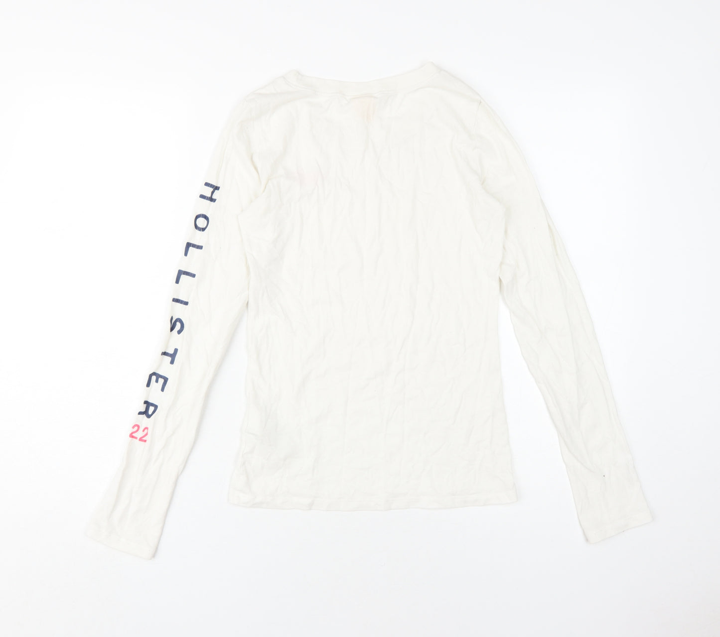 Hollister Men's White Long Sleeve Logo T-Shirt S