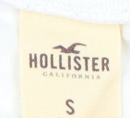 Hollister Men's White Long Sleeve Logo T-Shirt S