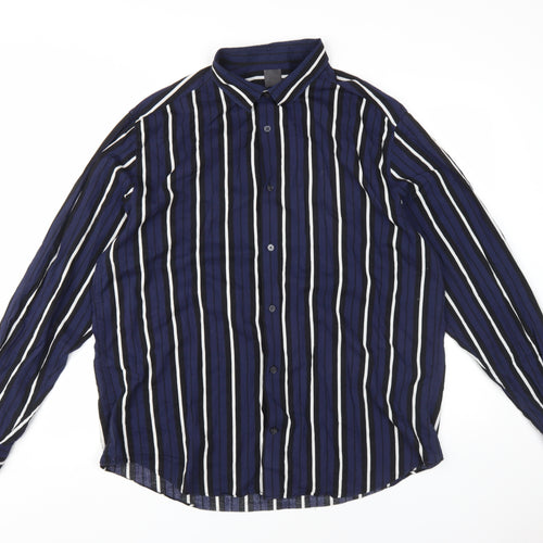 H&M Men's Blue XL Striped Button Shirt