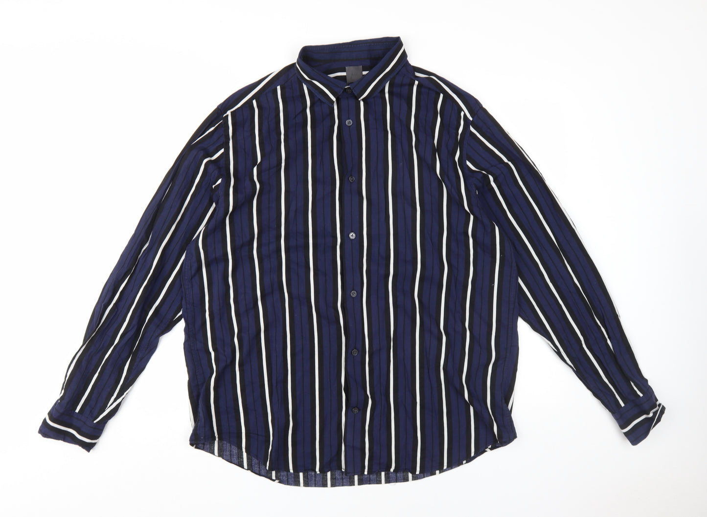 H&M Men's Blue XL Striped Button Shirt