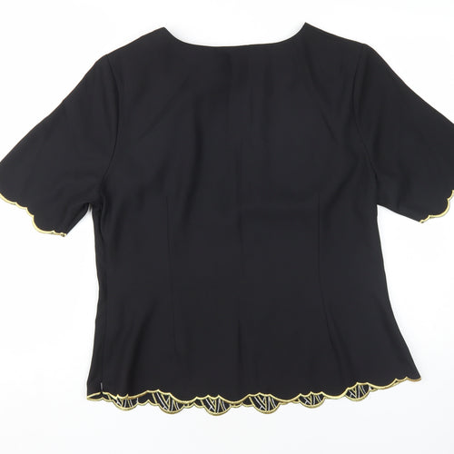 Kaleidoscope Women's Black Embroidered Blouse, Size 16