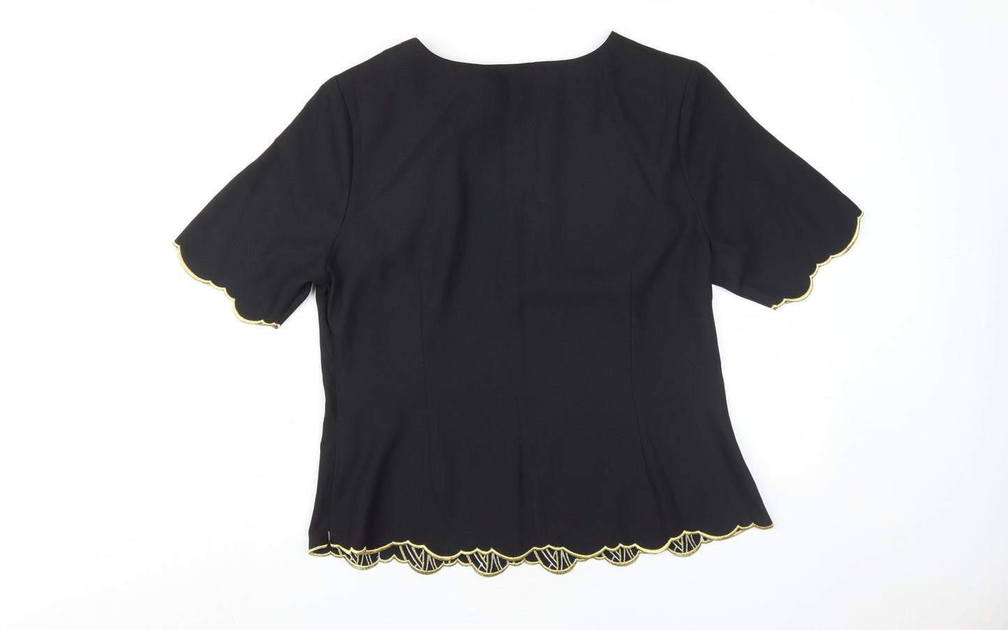 Kaleidoscope Women's Black Embroidered Blouse, Size 16