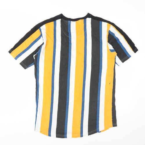 DFND Men's Multicoloured Striped S T-Shirt