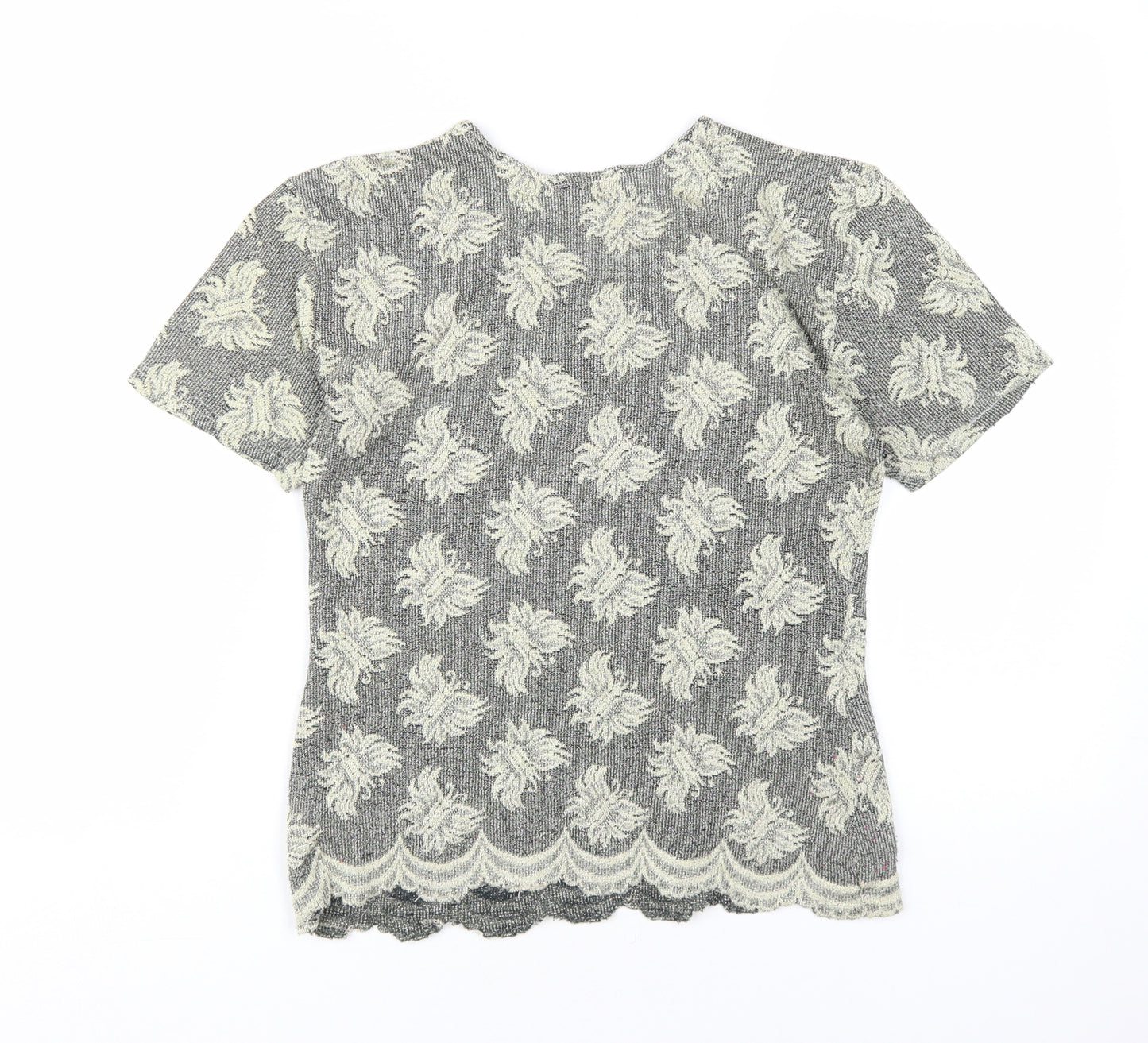 Wallis Grey Floral T-Shirt, Women's Size 14, Regular Fit