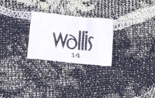 Wallis Grey Floral T-Shirt, Women's Size 14, Regular Fit