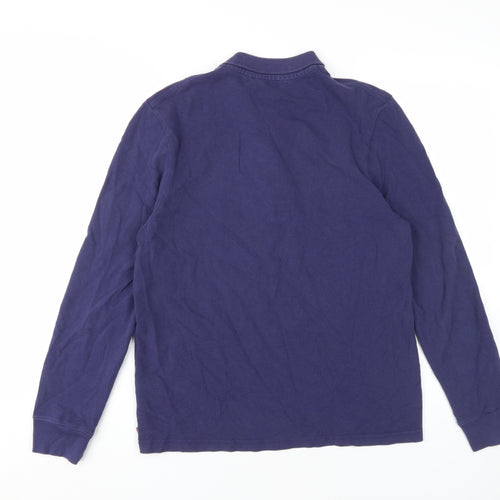 Open Men's Blue Long Sleeve Polo Shirt M